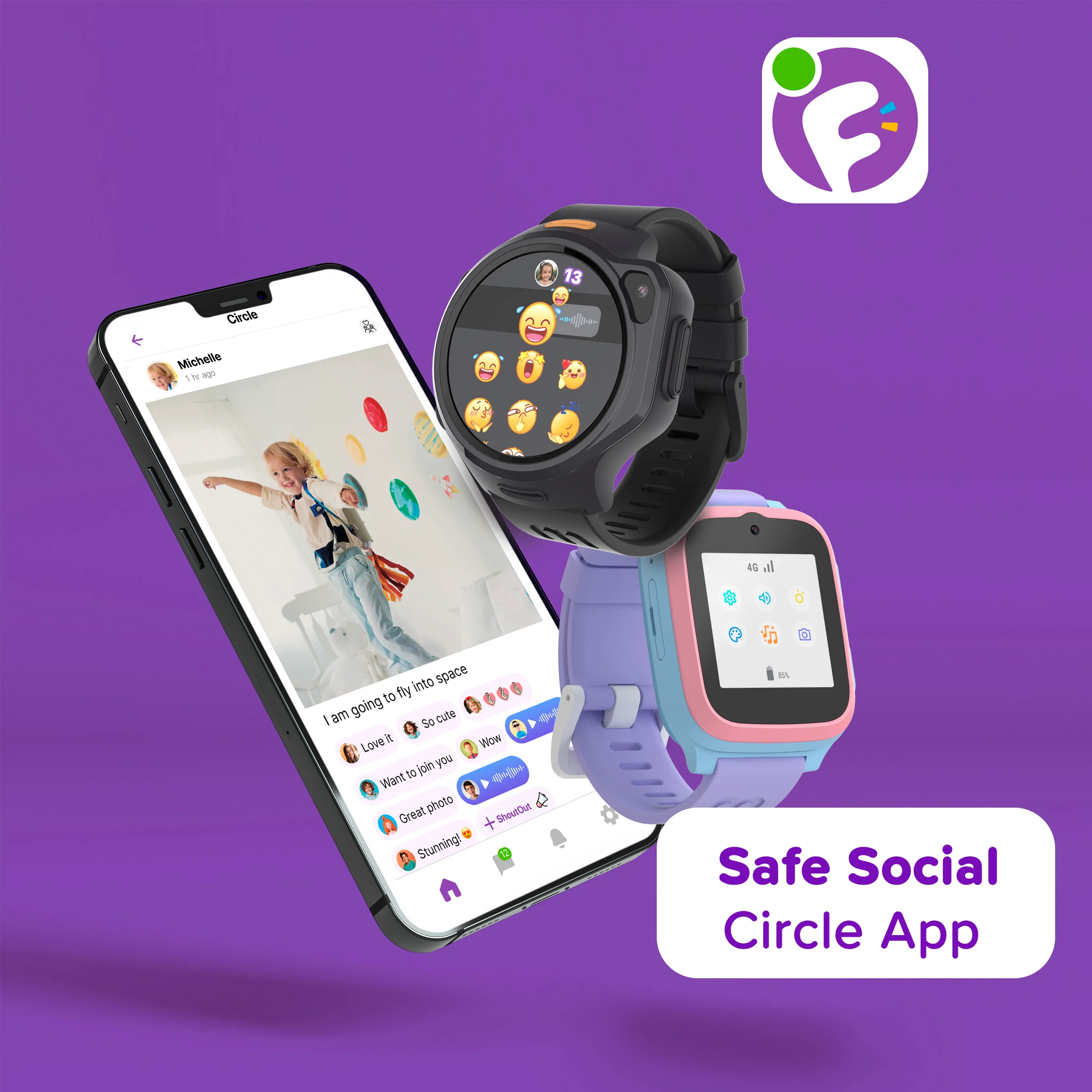 4G Kids Smart Watch with GPS Tracking, Video Call (Square) | myFirst Fone S3 - Image 7